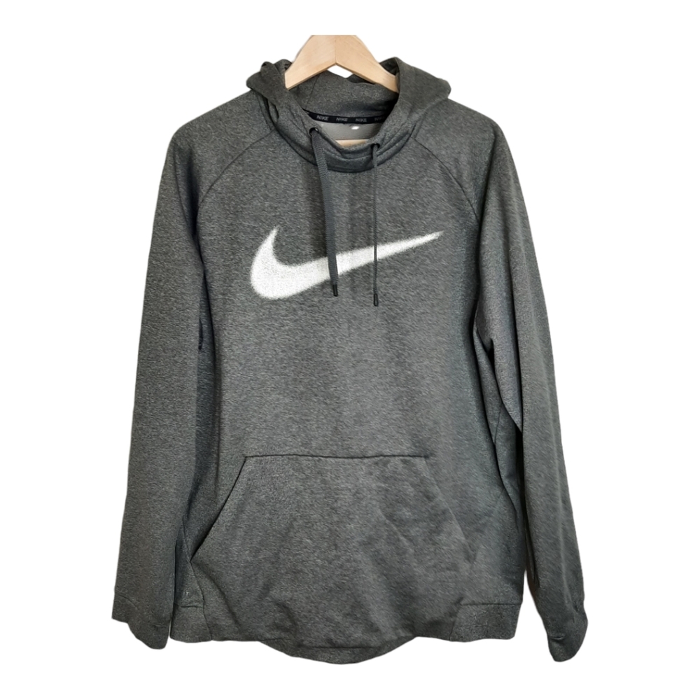 Nike Hoodie Sweatshirt High Neck Dri-Fit Gray White Logo Men's Size 2XL